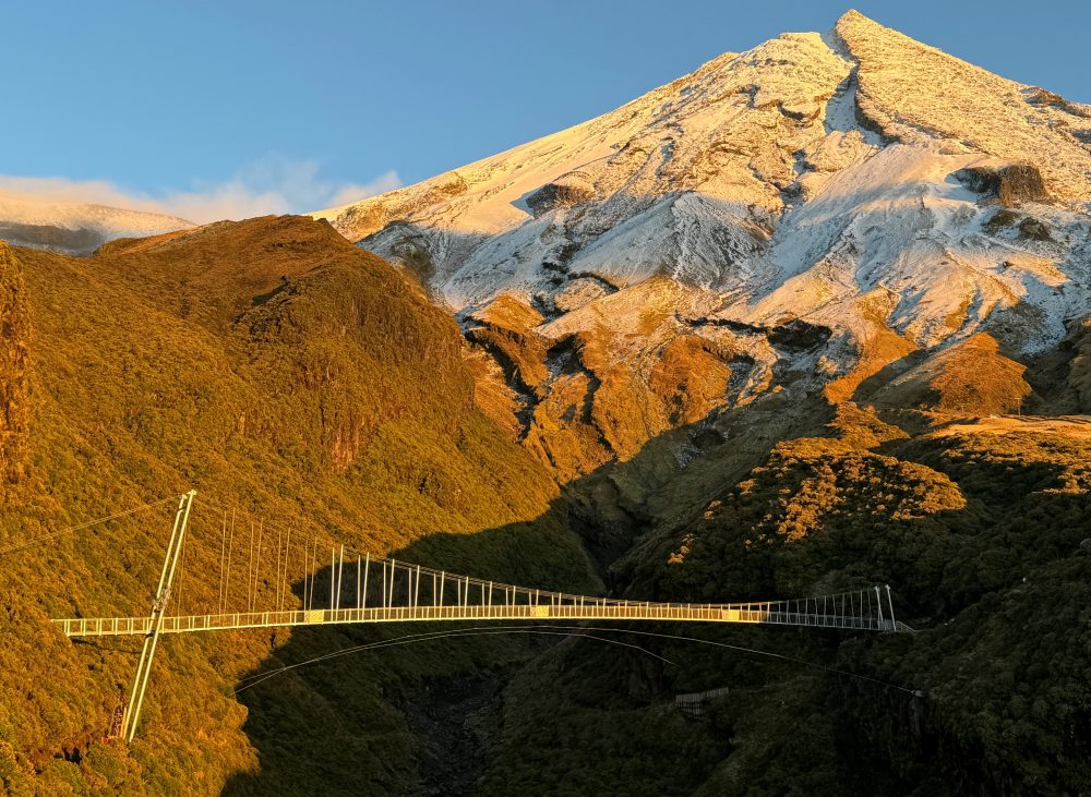 106m long suspension bridge across the Manganui Gorge on Taranaki Mounga