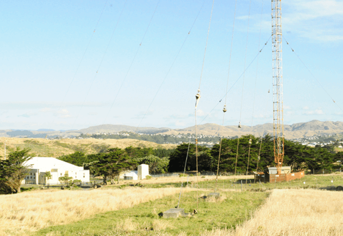 Radio masts and communication infrastructure.